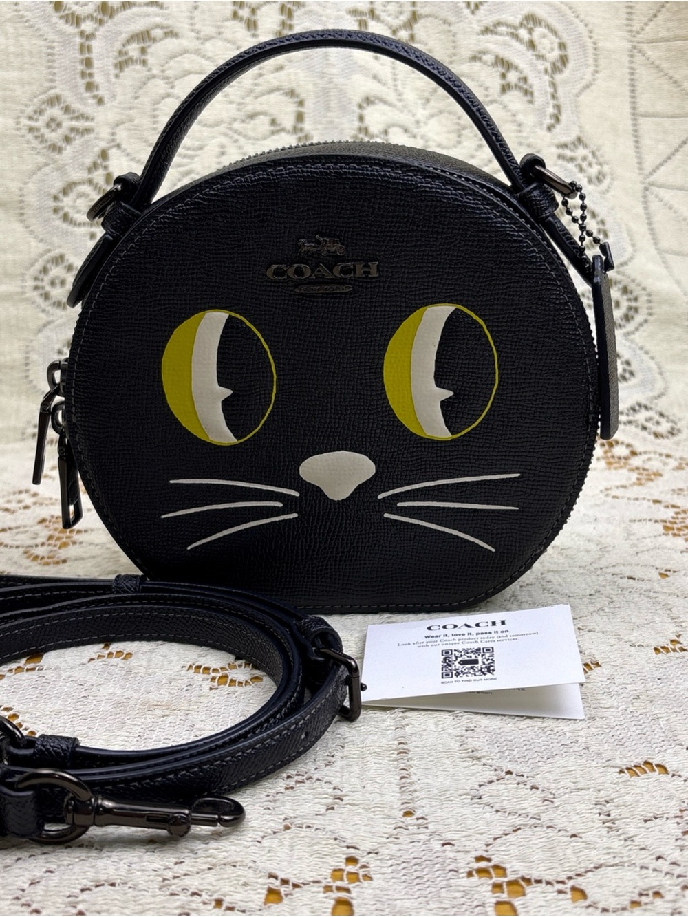 Coach Halloween Black Cat Canteen Crossbody Satchel